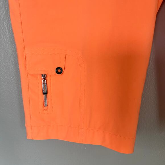 Jamie Sadock Women's Size 8 Passion Orange Golf Knee Shorts Zip Pockets Bermuda - Picture 4 of 12